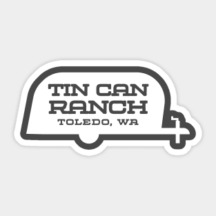 Tin Can Ranch Trailer Logo White Sticker